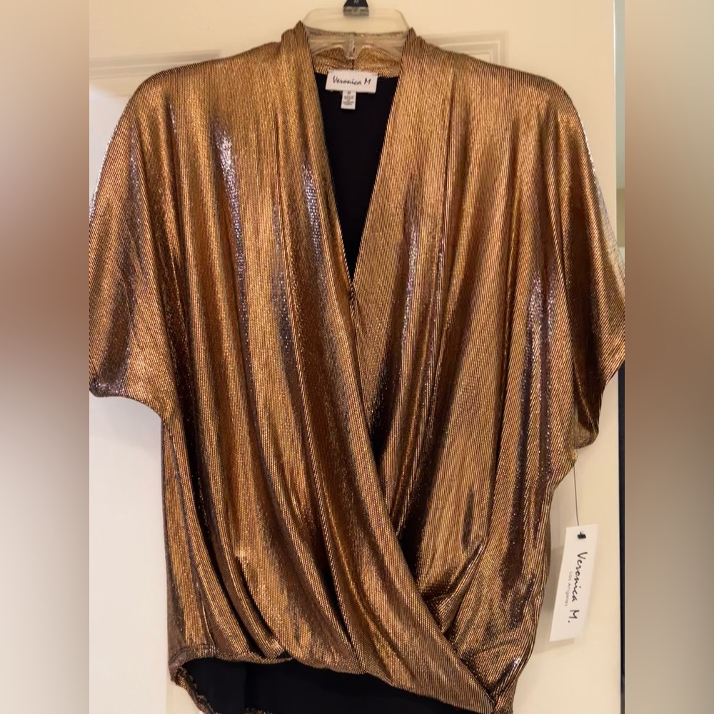 Veronica M Surplice Top in Rose Gold (size: Medium)- NWT
